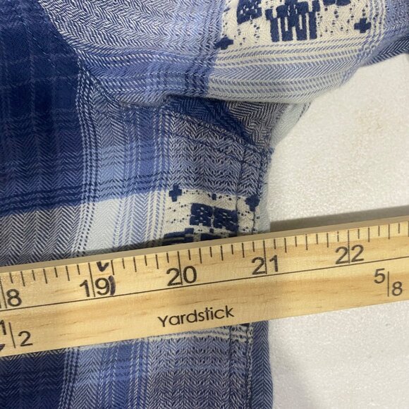 American Eagle Outfitters Snap Button Shirt Womens L Boyfriend Fit Plaid Blue We - Picture 7 of 10